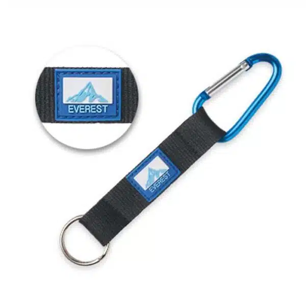 Karabijnhaak met PVC label met logo