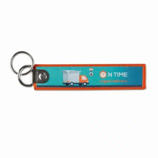 Stoffen sleutelhanger met dubbele metalen ring in eigen huisstijl - Afbeelding 8