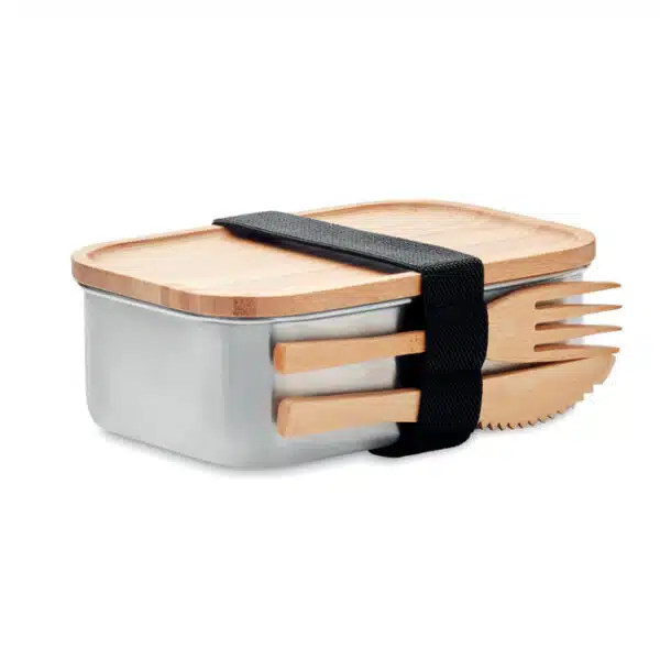 Lunchbox RVS incl bestek, met logo